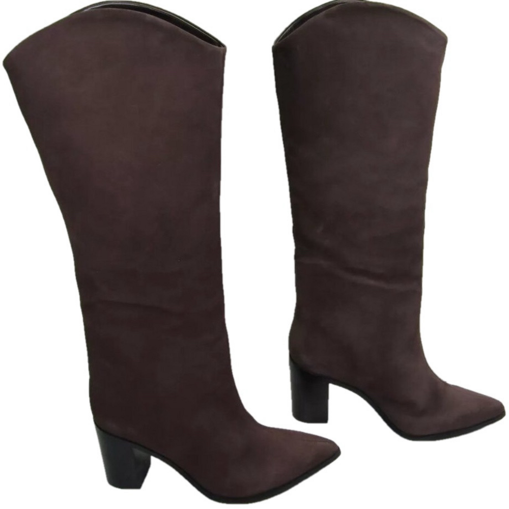 NEW SCHUTZ New Bison Maryana Boots Women's Size 6.5B Block Heel Knee-High Suede